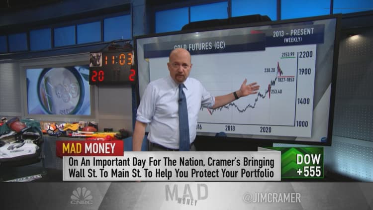 Gold is flashing signs 'you want to see in a chart,' Jim Cramer says