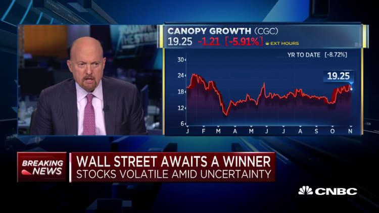 Jim Cramer explains why many cannibis stocks were lower Wednesday morning