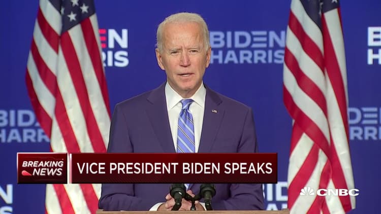 'We are campaigning as Democrats, but I will govern as an American president': Joe Biden speaks in Delaware