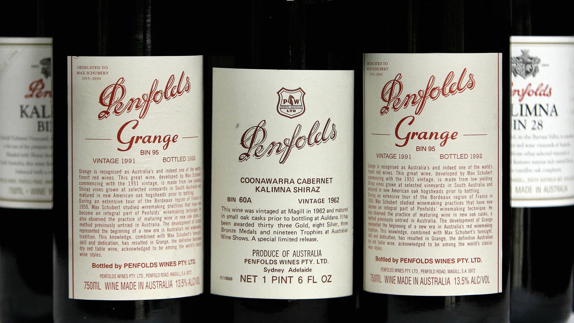 Penfolds Grange red wines at a special re-corking clinic in Sydney, July 12, 2006.