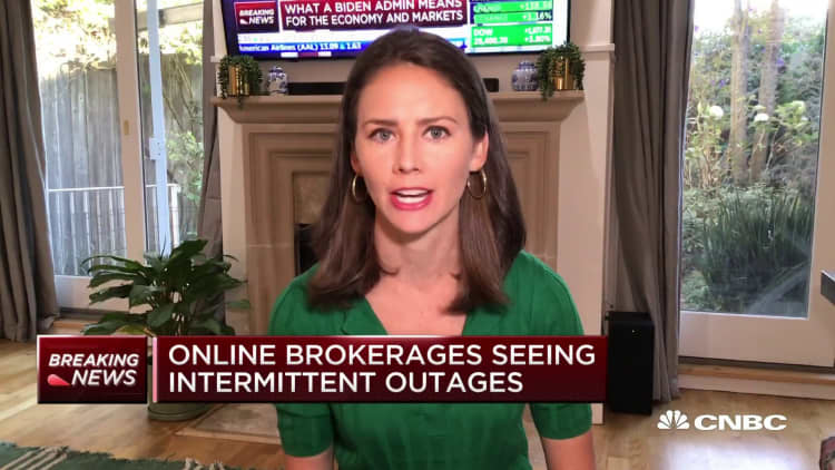 Trading volume has led to outages at some online brokerages