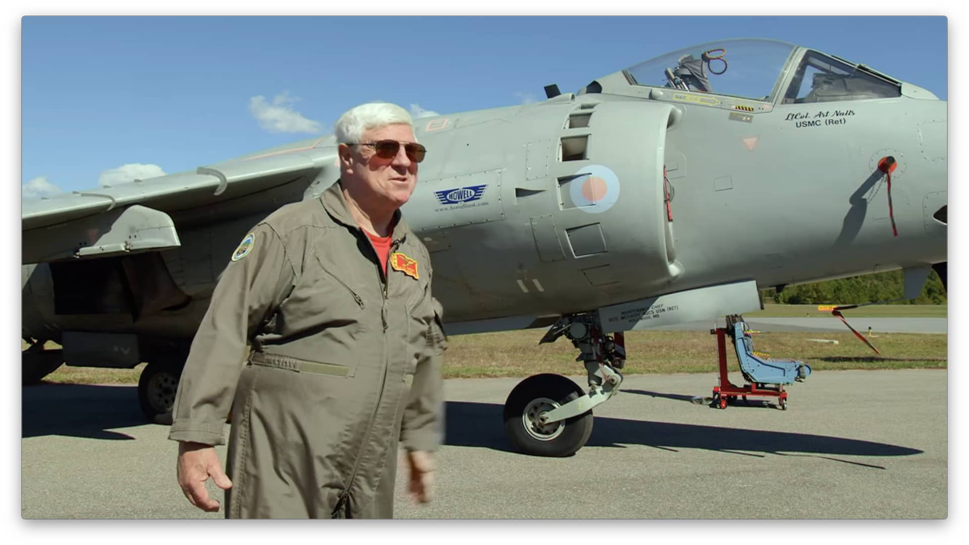 Retired Marine Lt. Col. Art Nalls with his Sea Harrier.