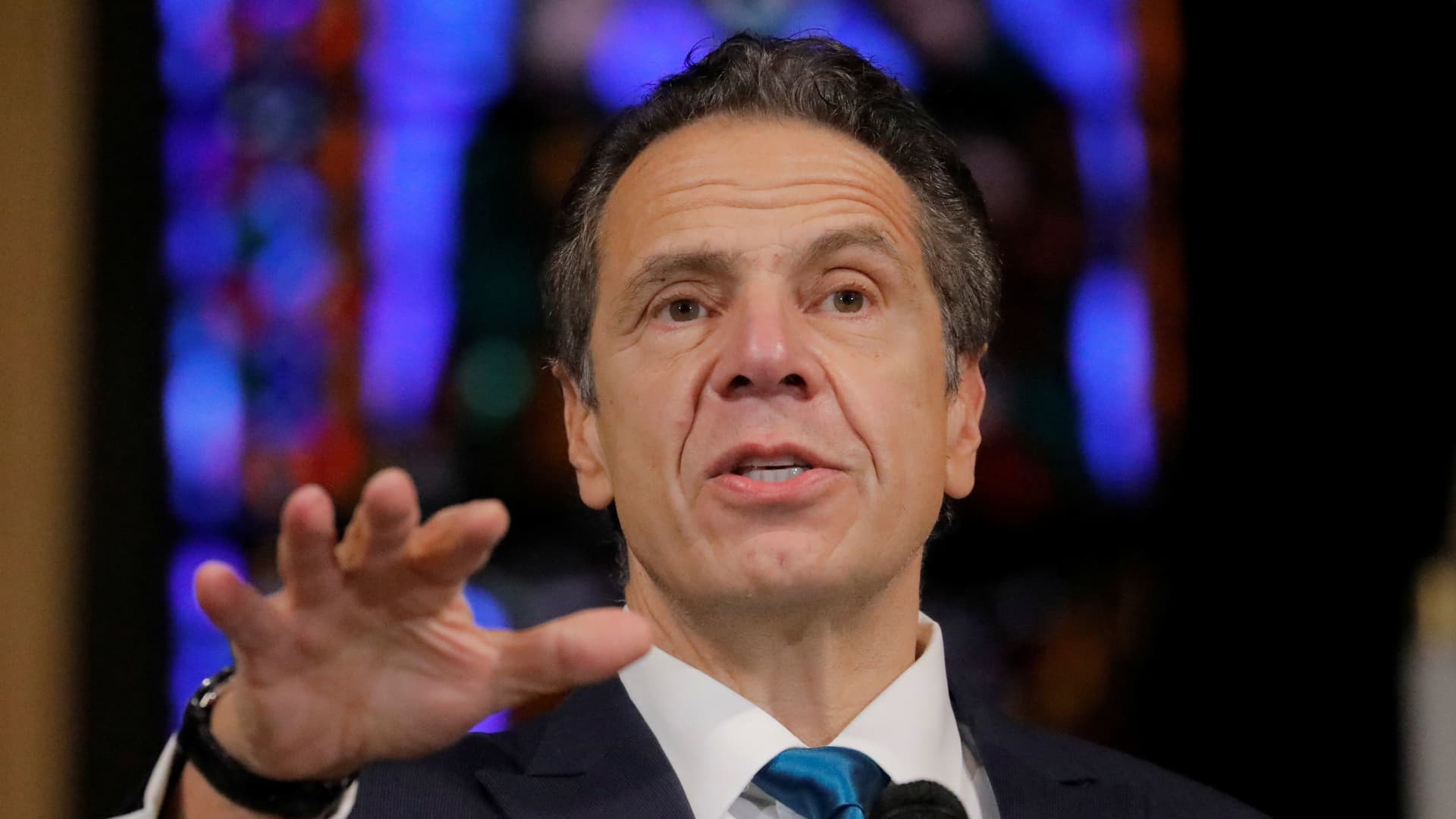 New York Governor Andrew Cuomo delivers remarks on the coronavirus disease (COVID-19) at the Riverside Church in Manhattan, New York City, U.S., November 15, 2020.