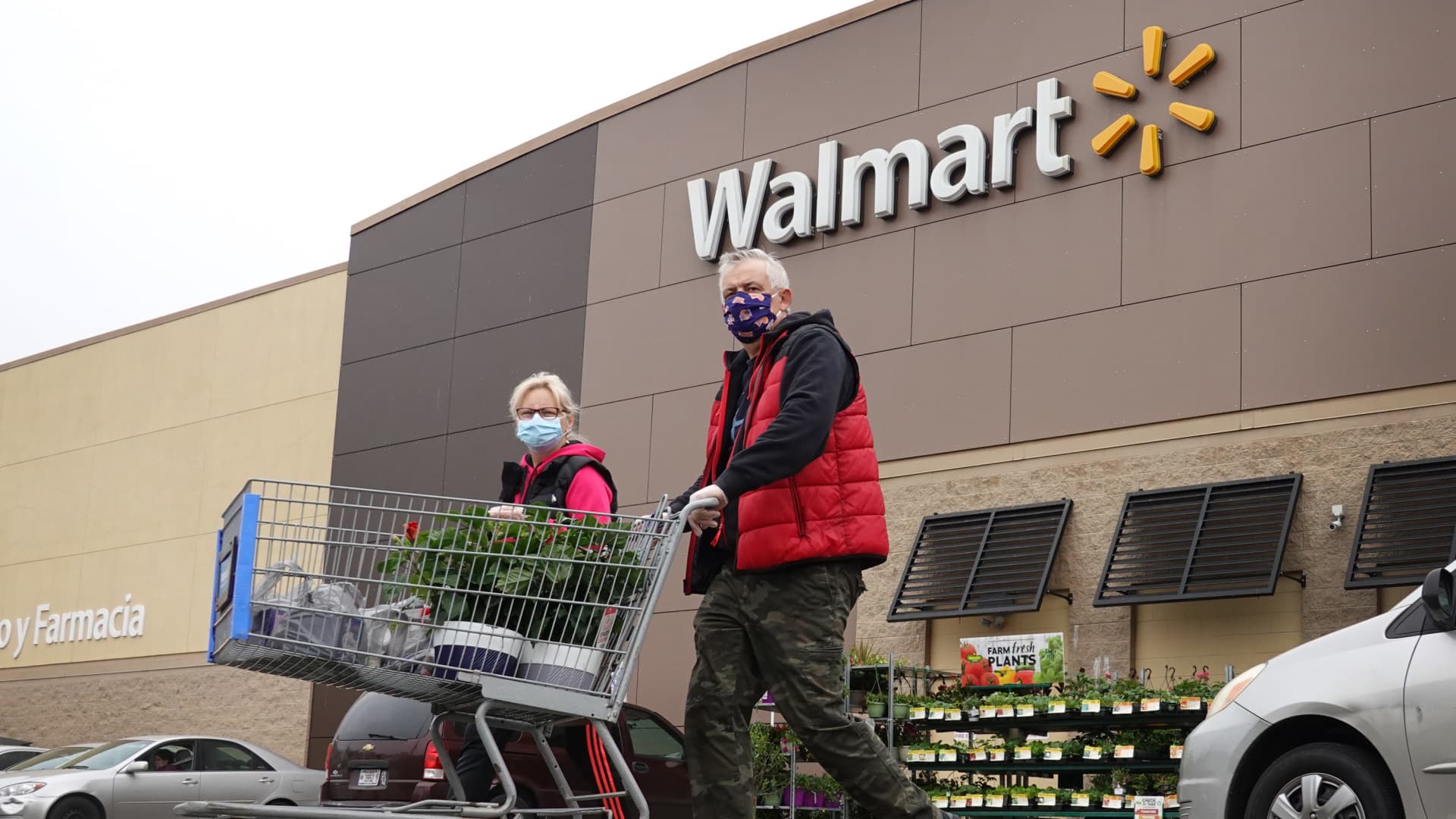 Customers shop at a Walmart store on May 19, 2020 in Chicago, Illinois.