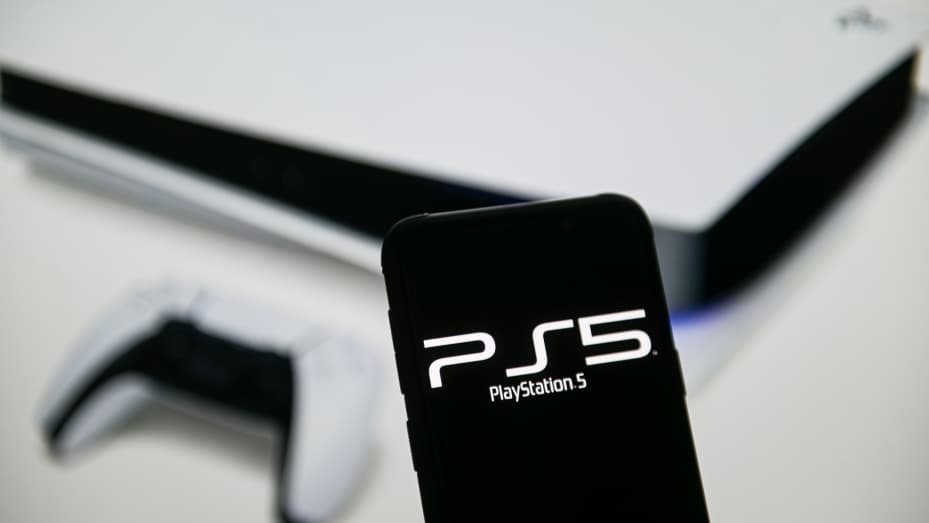 In this photo illustration a PlayStation 5 logo seen displayed on a smartphone.
