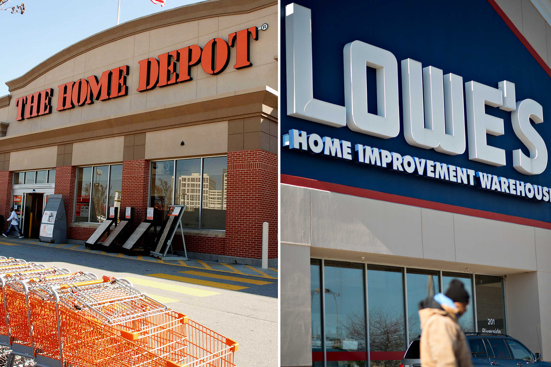 Home Depot is up. Lowe's is down. What's home improvement telling