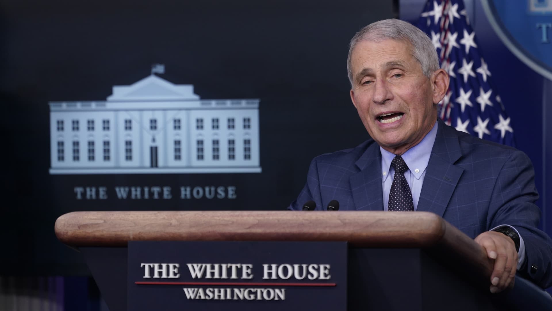 Anthony Fauci, director of the National Institute of Allergy and Infectious Diseases, speaks during a news conference in the White House in Washington, D.C., U.S., on Thursday, Nov. 19, 2020.