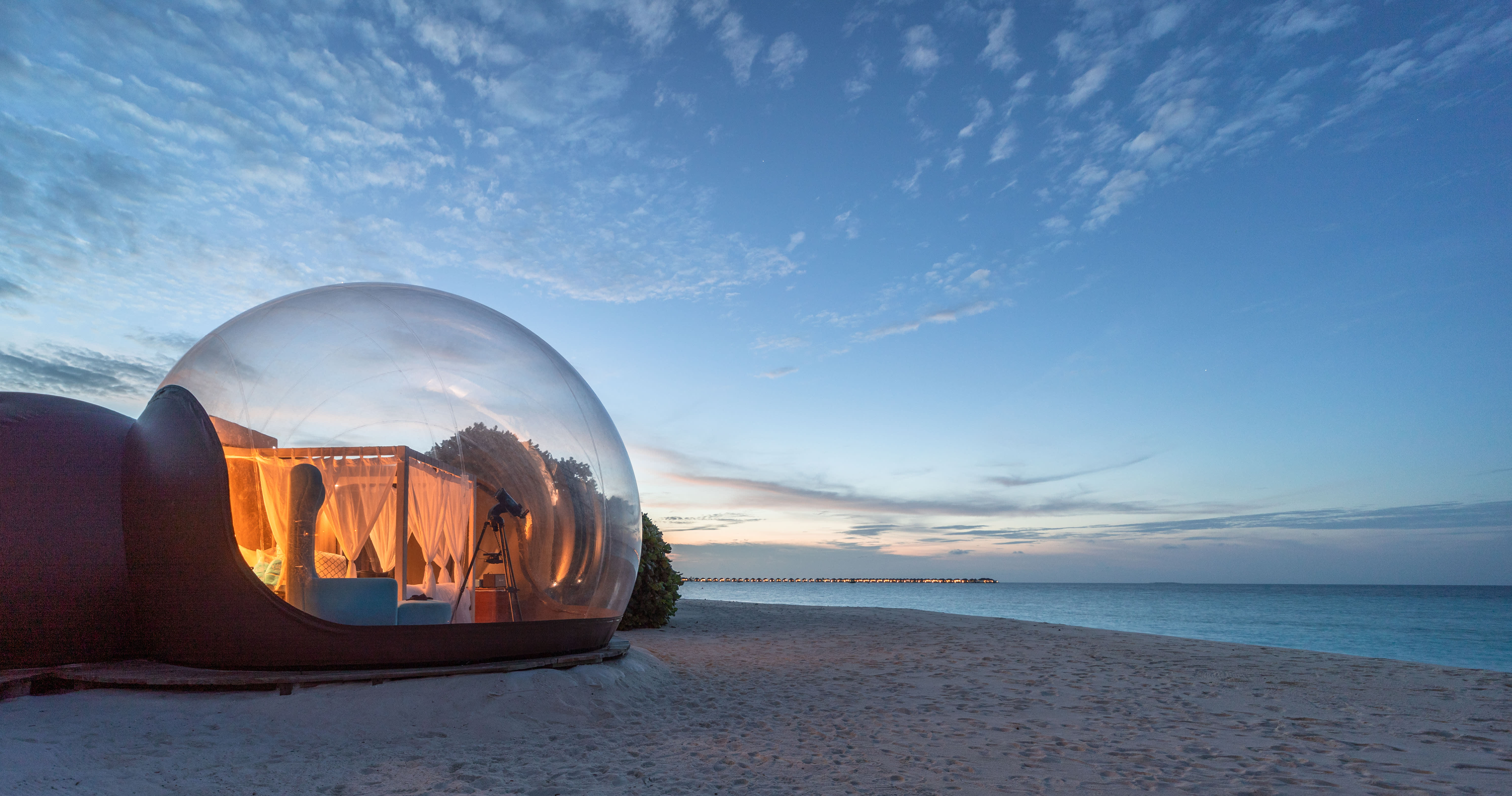 Tree pods and beach bedrooms:  Social distancing in the Maldives