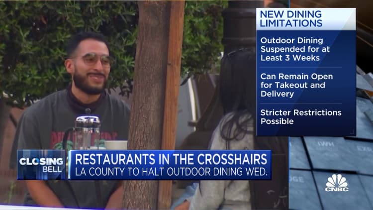 Los Angeles County halts outdoor dining starting Wednesday before Thanksgiving