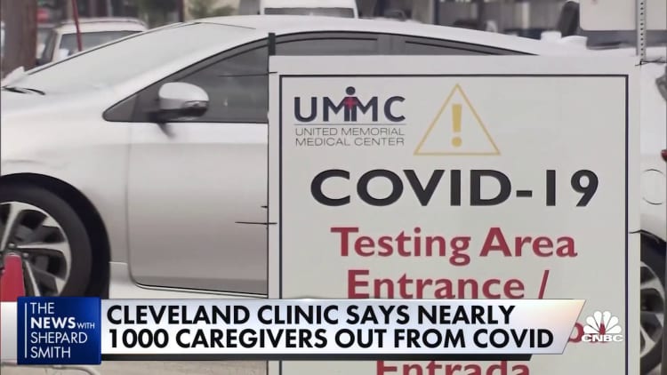 Ohio's Covid hospitalizations doubled in the past three weeks, with nearly 1,000 caregivers out from the virus
