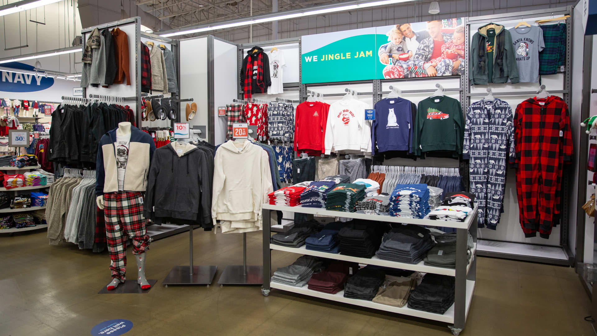 The front of an Old Navy store this holiday season, which now features an assortment of loungewear, pajamas and athletic apparel.