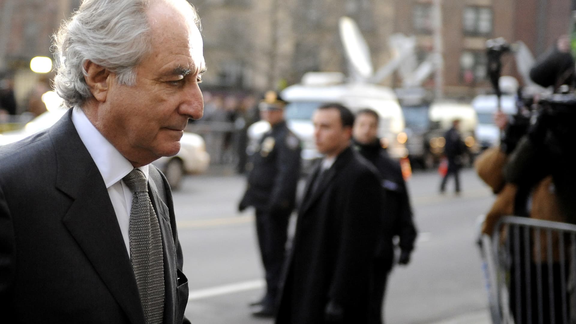 Bernard Madoff arrives at Manhattan Federal court on March 12, 2009 in New York City.