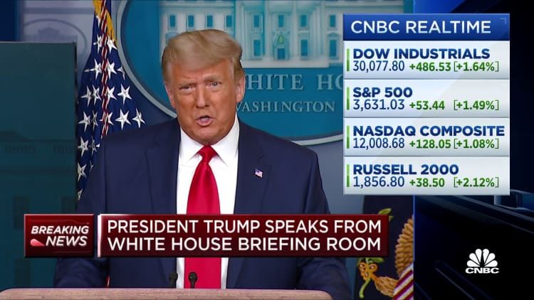 President Trump touts Dow 30,000 milestone