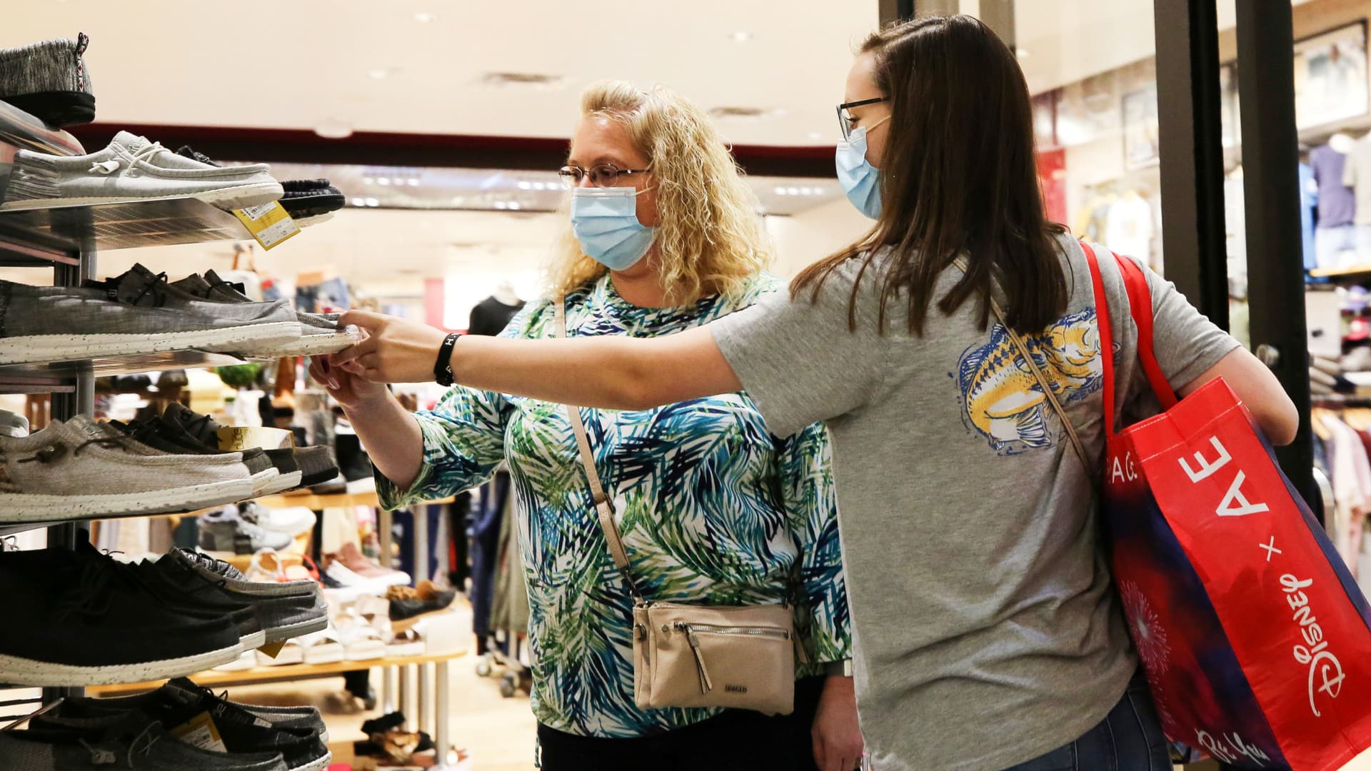 Shoppers look at shoes at Coastal Grand Mall on Black Friday, as the coronavirus disease (COVID-19) pandemic continues, in Myrtle Beach, South Carolina, November 27, 2020.