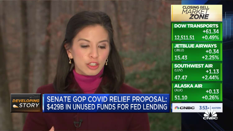Senate GOP Covid relief proposal would take back $429B in unused funds for Fed lending