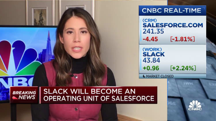 Slack will become an operating unit of Salesforce and be led by CEO Stewart Butterfield