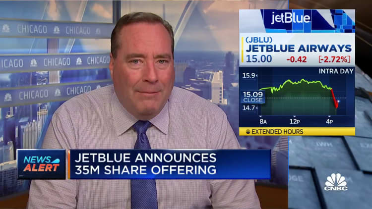 JetBlue will be selling 35M shares to raise $540M in cash