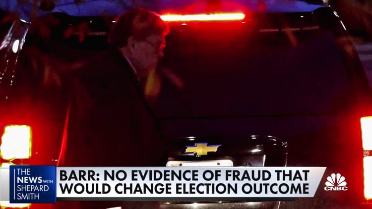 Barr says no evidence of widespread voter fraud