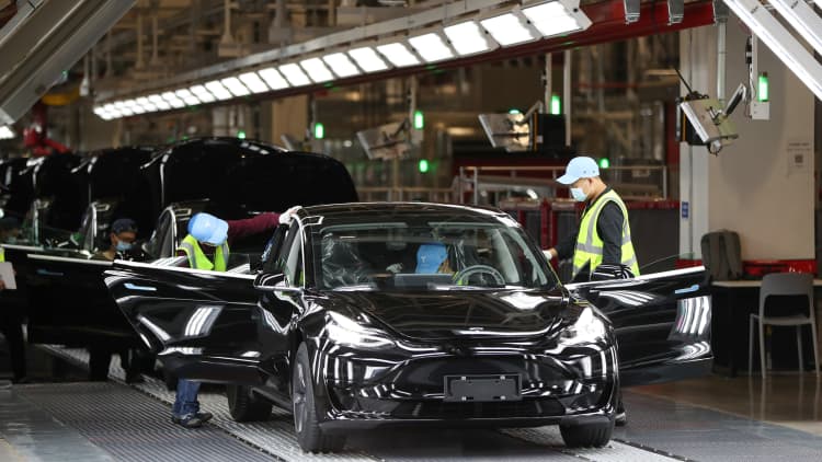 Here's a glimpse at Tesla's Model Y production line at Shanghai Gigafactory