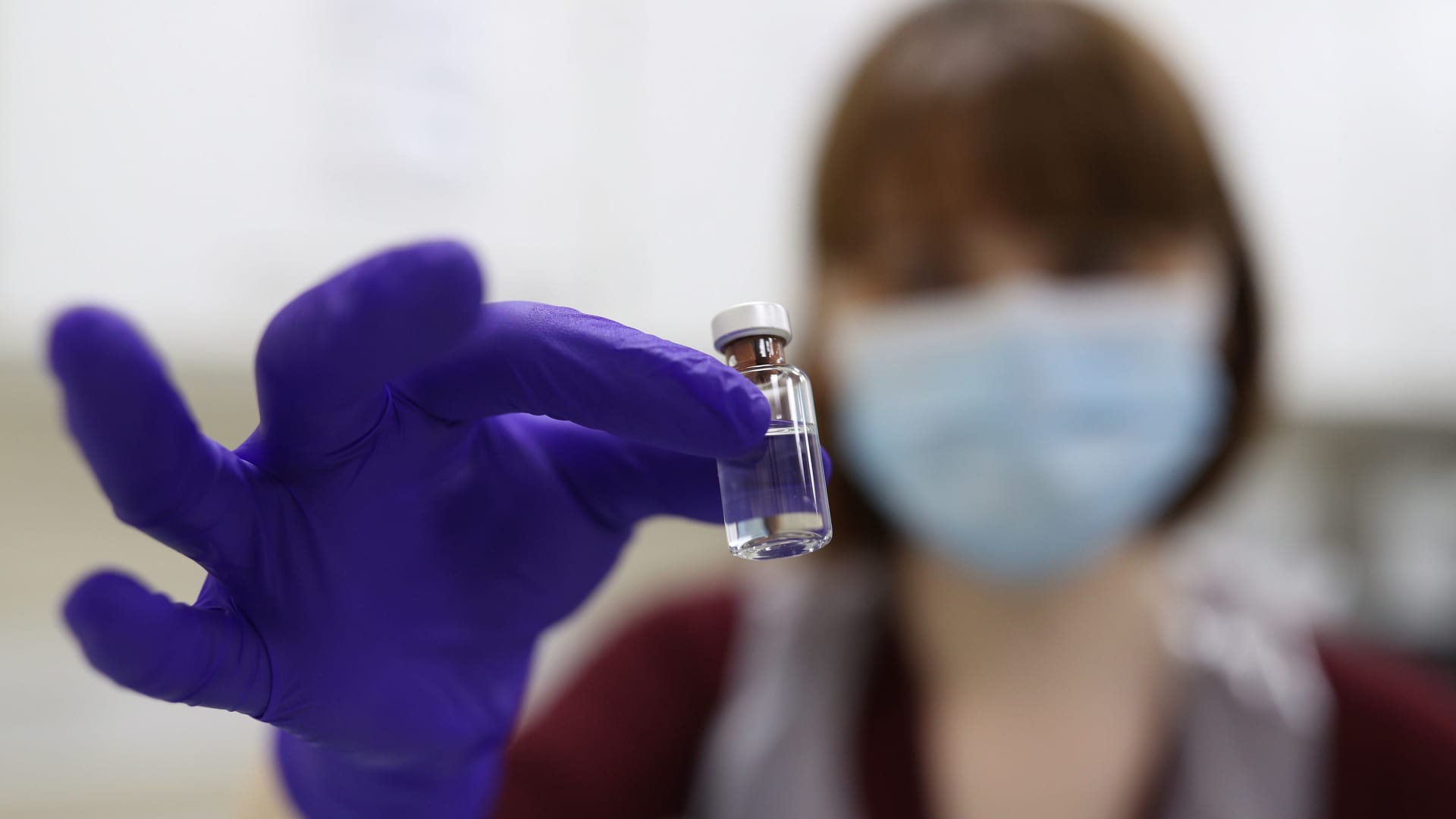 An NHS pharmacy technician at the Royal Free Hospital, London, simulates the preparation of the Pfizer vaccine to support staff training ahead of the rollout, on December 5, 2020 in London, England.