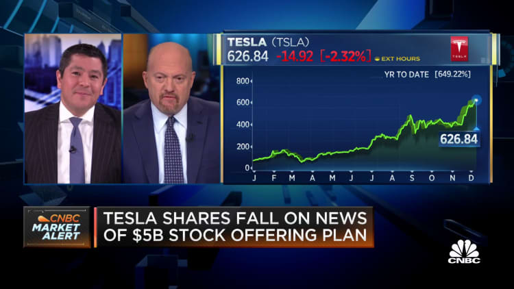 Cramer on Tesla's plans to sell $5 billion in stock 'from time to time'