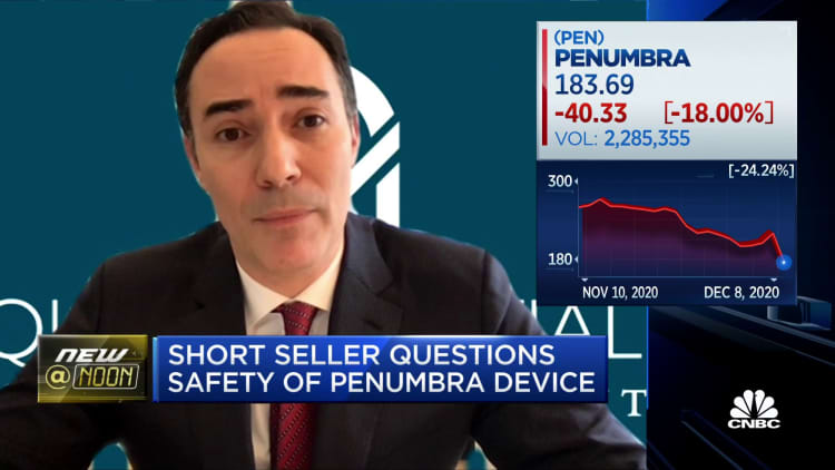 Short seller Gabriel Grego is targeting Penumbra, alleging safety issues