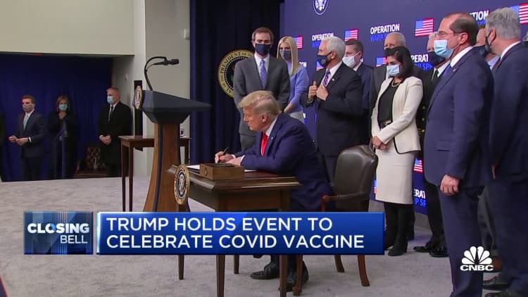 Trump holds event to celebrate Covid vaccine