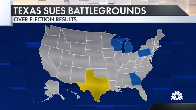 Texas sues battleground states where Biden won, calling results 'unlawful'