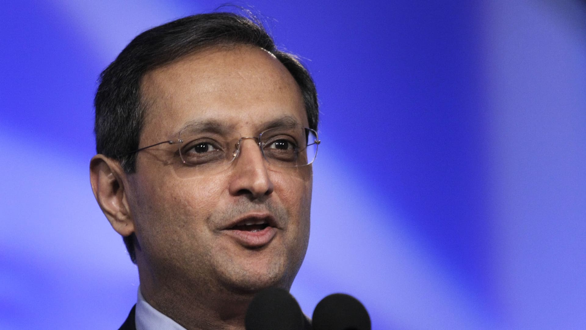 Vikram Pandit, former-CEO of Citigroup speaking in June 15, 2009 in Detroit, Michigan.