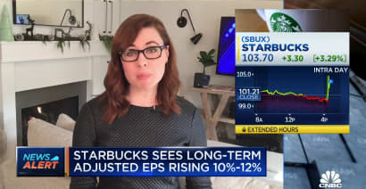 Starbucks sees long-term adjusted EPS rising 10-12%