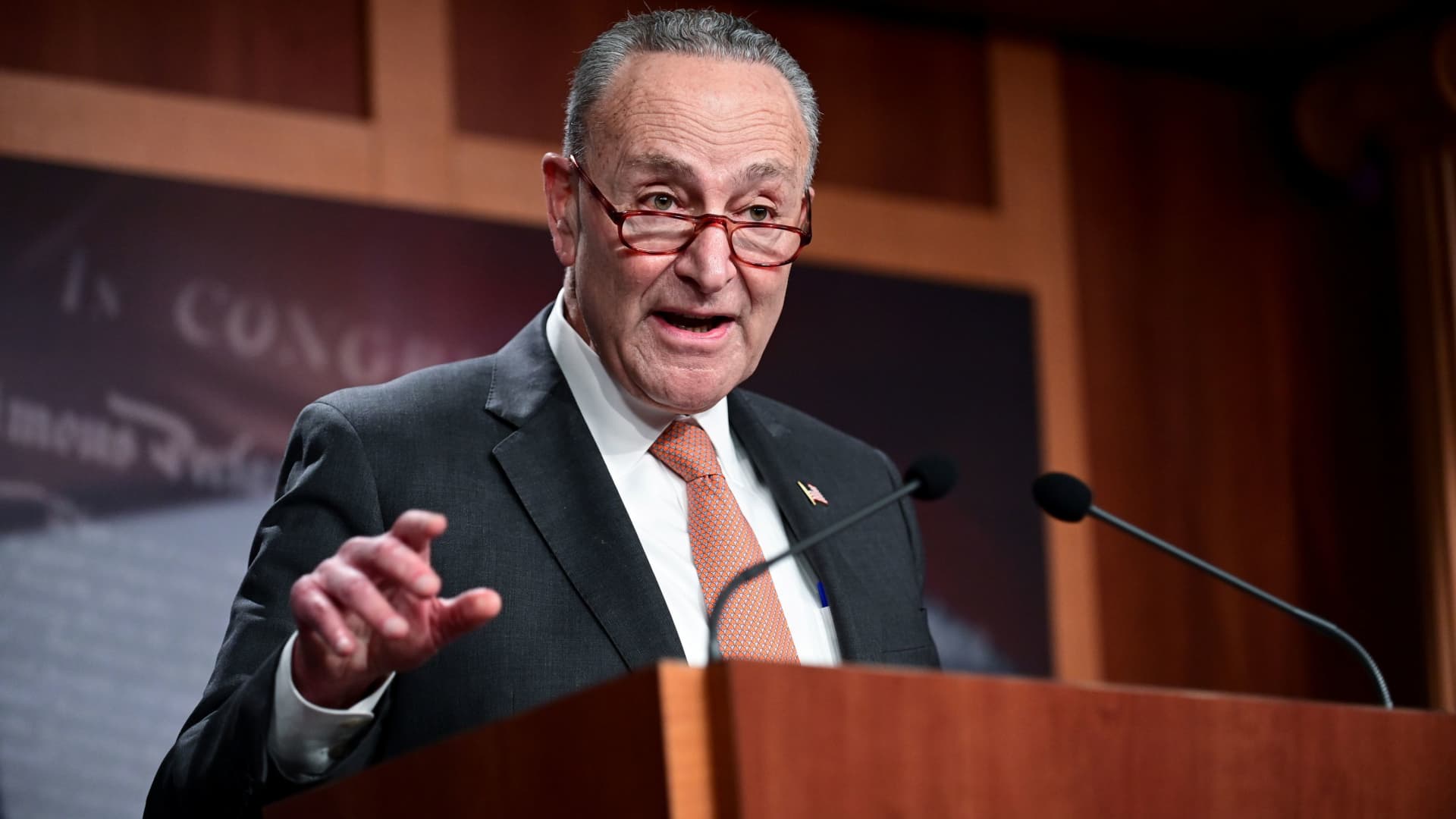 Senate Minority Leader Chuck Schumer (D-NY) speaks during a news conference at the U.S. Capitol in Washington, December 8, 2020.