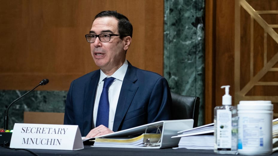 Us secretary of the treasury steven mnuchin testifies during a hearing before the congressional oversight commission on december 10, 2020 on capitol hill in washington, dc.