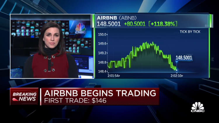 Airbnb open trading at $146 per share—Here's what happened during its market debut