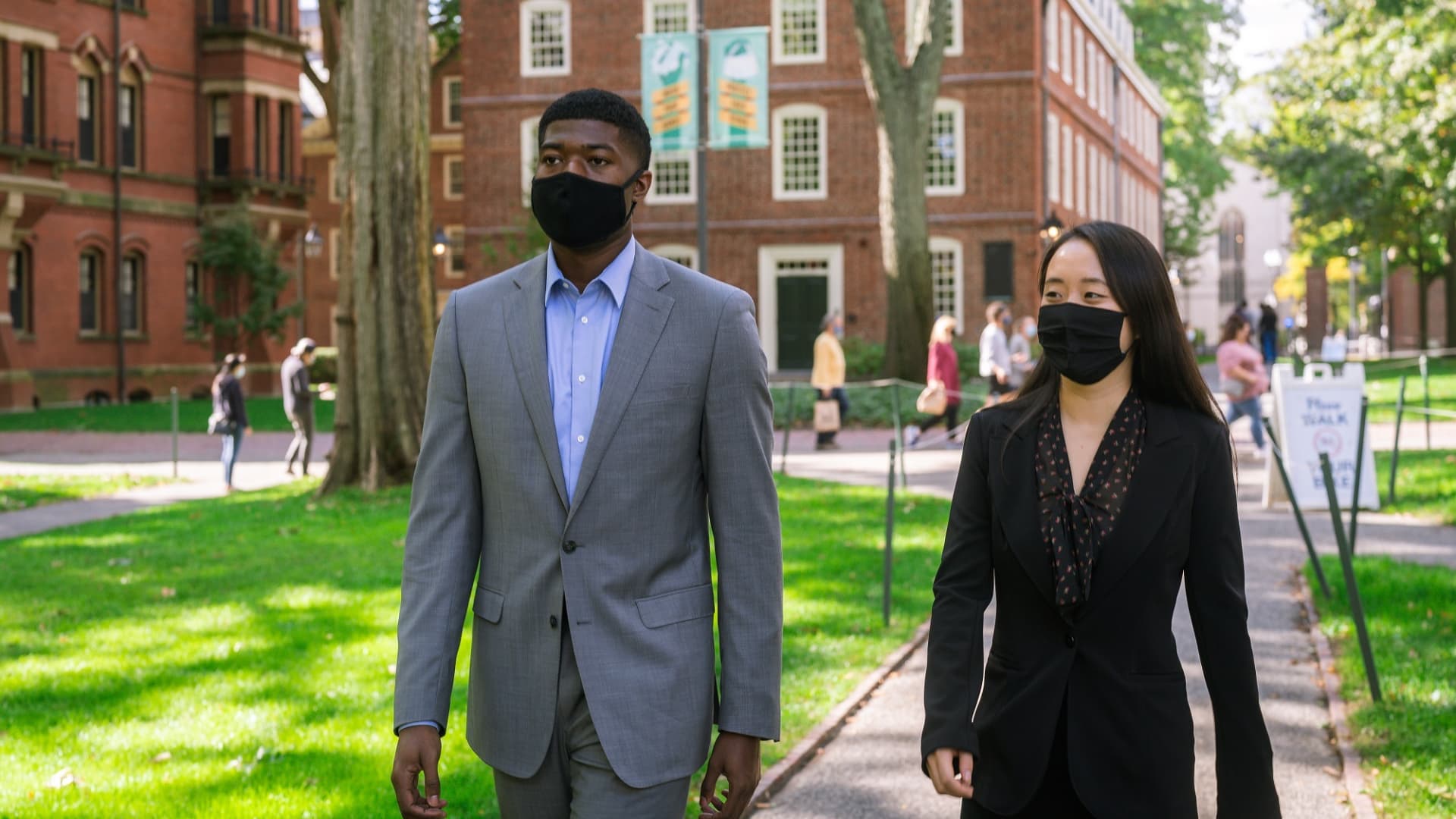 Noah Harris and Jenny Gan on Harvard's campus.