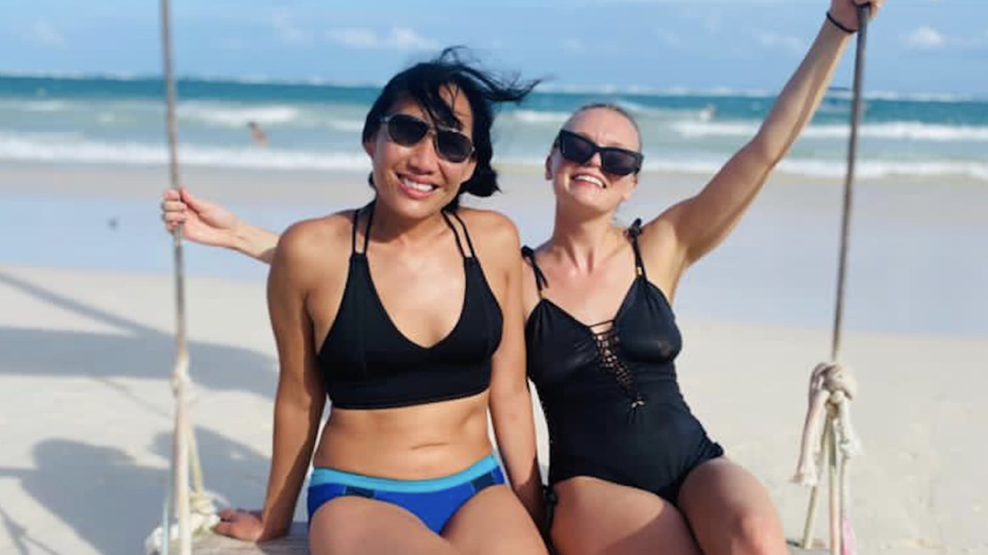 Tess Pawlisch, right, has been living nomadically in and out of Airbnbs in Tulum, Mexico, since October.
