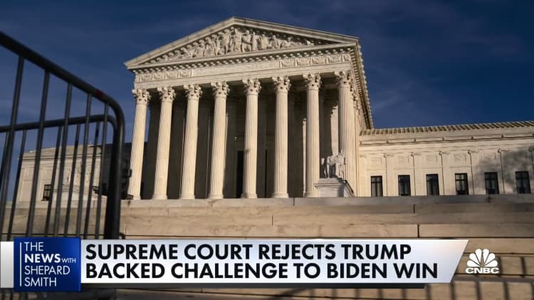 Supreme Court rejects Trump-backed challenge to Biden win