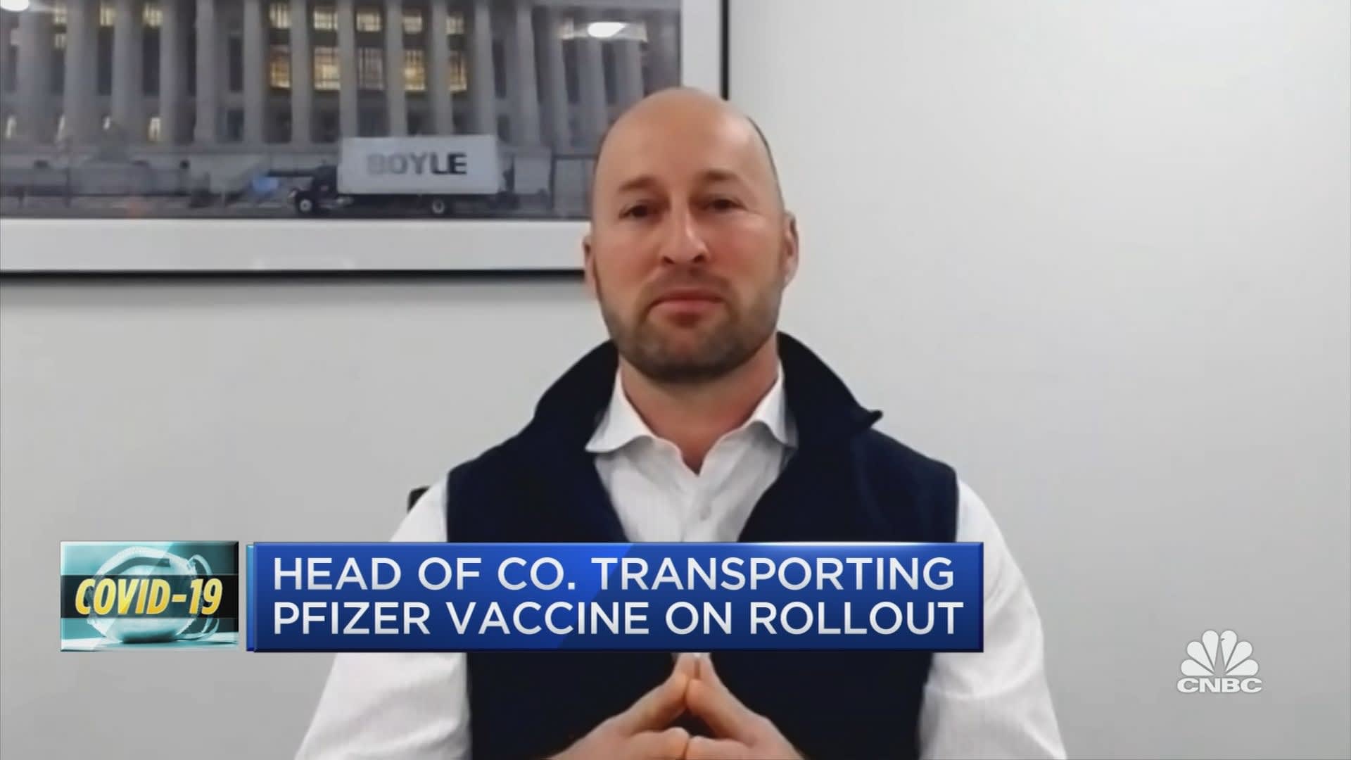 Head of trucking company transporting Pfizer vaccine discusses the first day of distribution