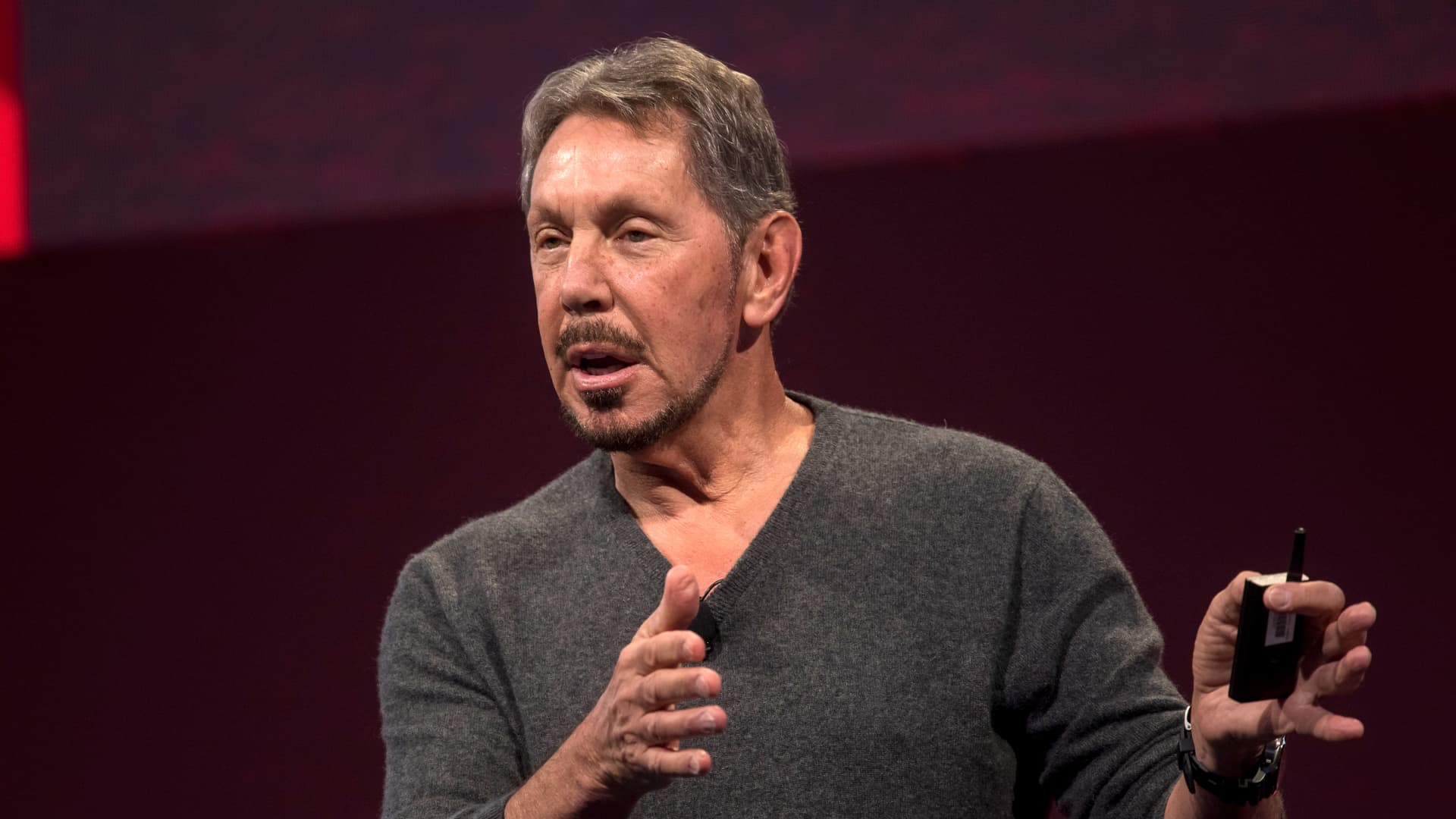 Larry Ellison, co-founder and chairman of Oracle Corp., speaks during the Oracle OpenWorld 2017 conference in San Francisco, California, U.S., on Tuesday, Oct. 3, 2017.