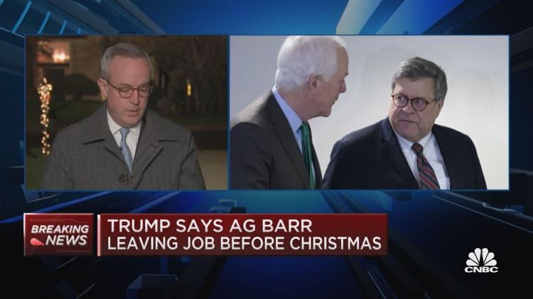 Bill Barr leaving DOJ before Christmas
