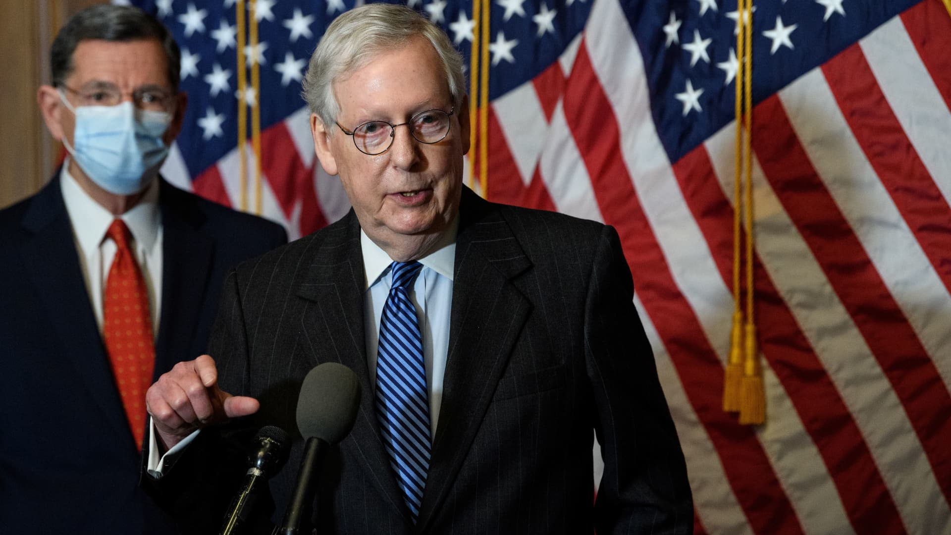 U.S. Senate Majority Leader Mitch McConnell (R-KY) speaks at a news conference at the U.S. Capitol in Washington, U.S., December 15, 2020.