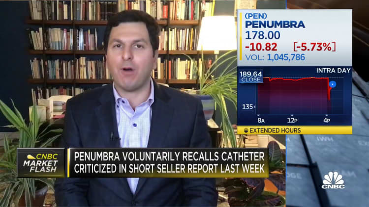 Penumbra voluntarily recalls catheter after short-seller criticizes firm last week