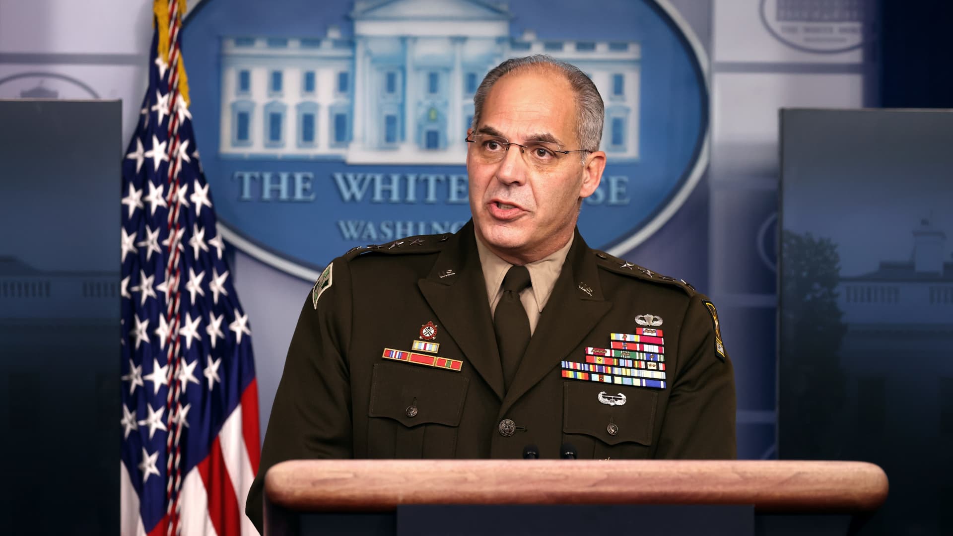 General Gustave Perna, chief operating officer for the Defense Department's Project Warp Speed, speaks during a White House Coronavirus Task Force press briefing in the James Brady Press Briefing Room at the White House on November 19, 2020 in Washington, DC.