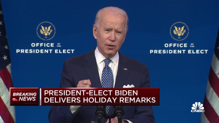 President-elect Joe Biden delivers holiday remarks and addresses alleged Russia hack