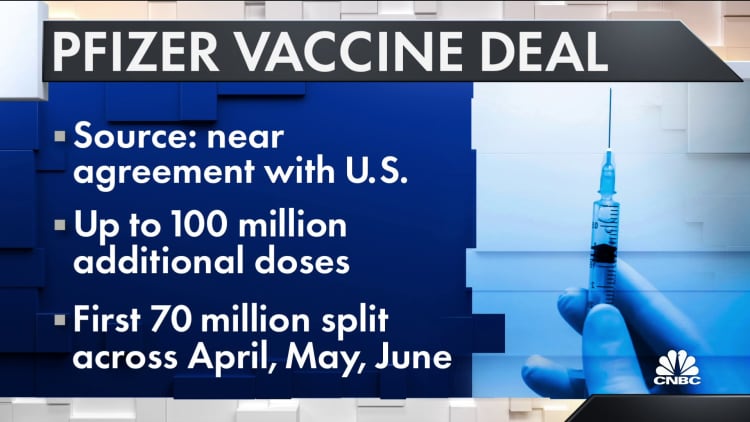 Pfizer and the U.S. are nearing deal to deliver 100M more vaccines