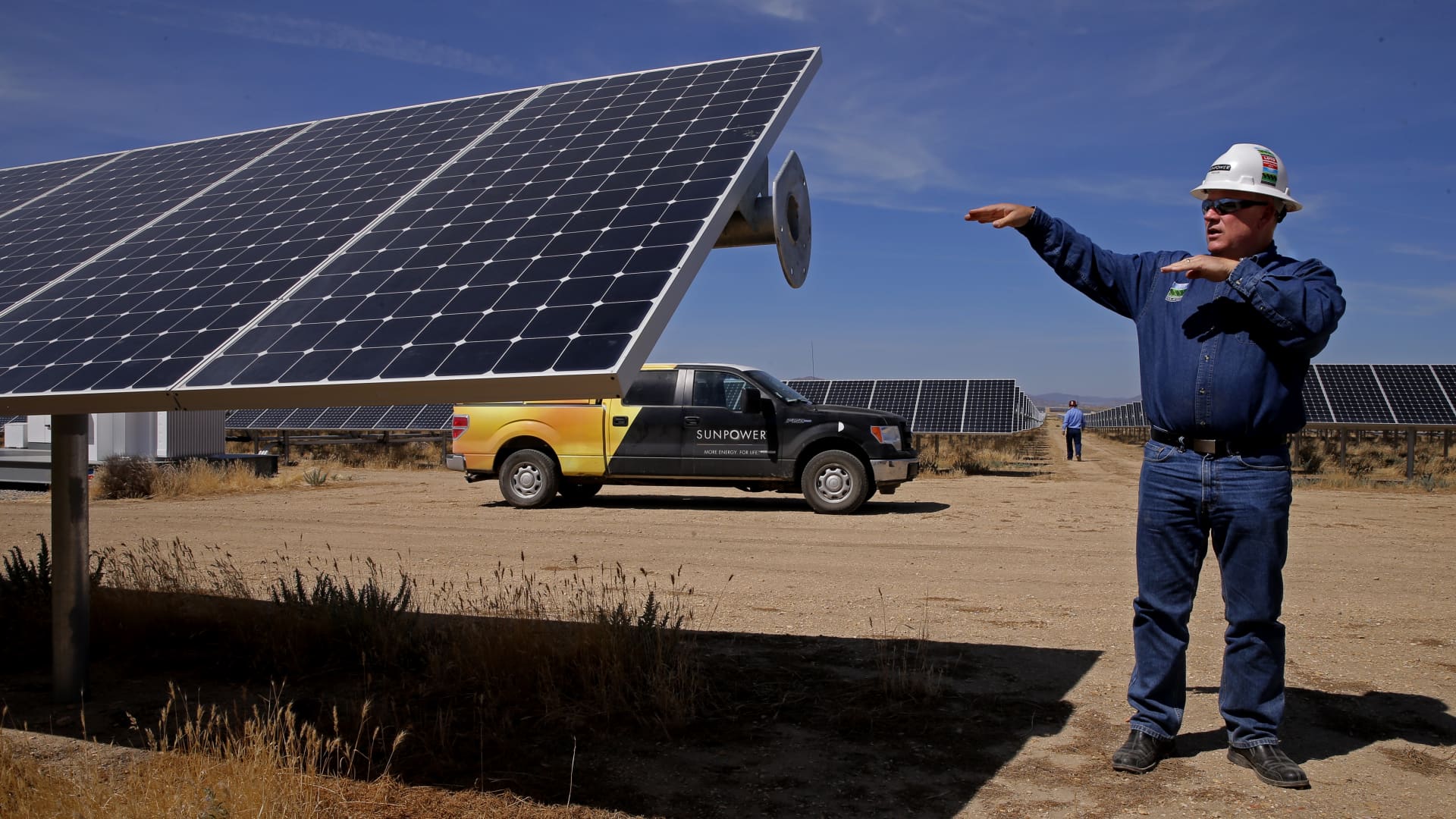 A SunPower executive on site at the California Valley Solar Farm near Santa Margarita, Calif., in San Luis Obispo County.