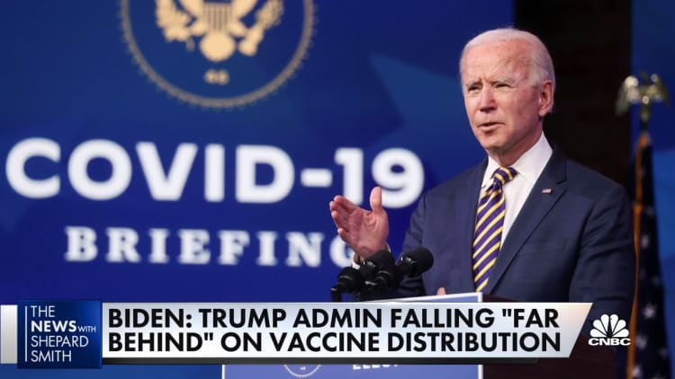 Biden says Trump administration falling 'far behind' on vaccine distribution