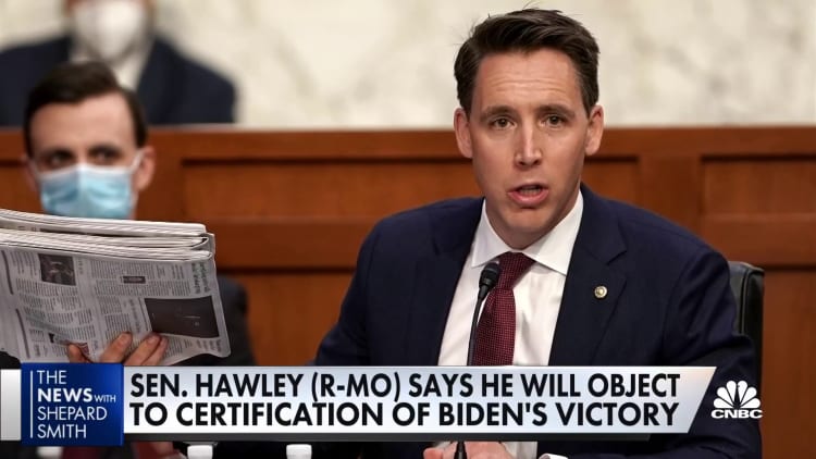Sen. Hawley says he'll object to certification of Biden's victory