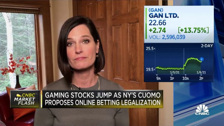 Gaming stocks jump as New York's Cuomo proposes online betting legalization