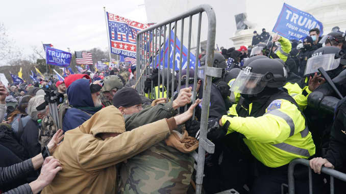 Protesters gather on the second day of pro-Trump events fueled by President Donald Trump's continued claims of election fraud in an to overturn the results before Congress finalizes them in a joint session of the 117th Congress on Wednesday, Jan. 6, 2021 