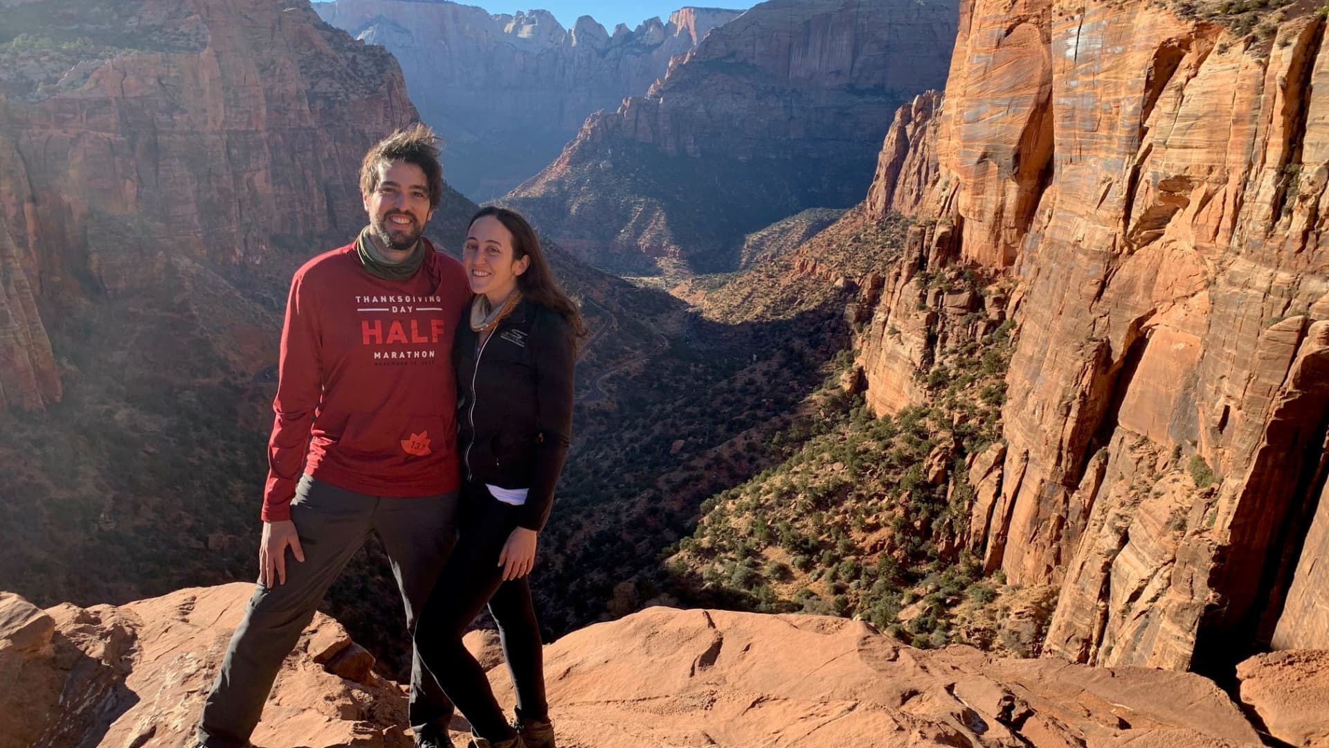 Eryn Schultz and her husband on their honeymoon in Zion National Park.